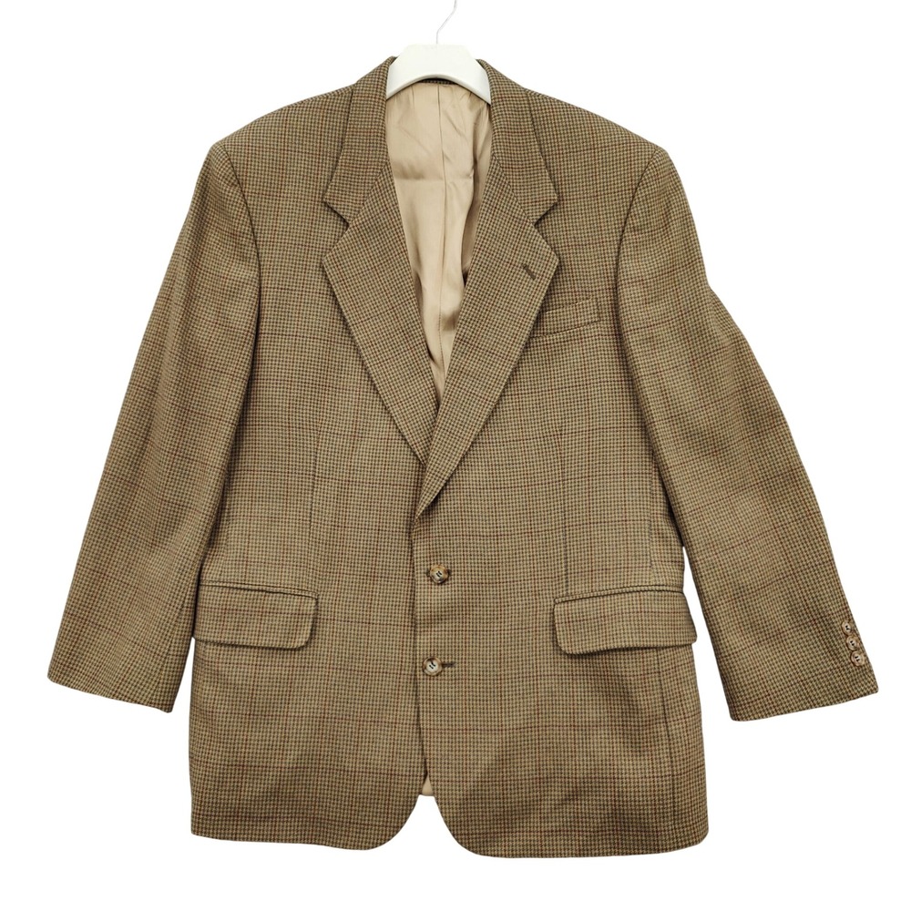 Oscar de la Renta Mens Academic Heritage Wool Sport Coat 42R Houndstooth Blazer